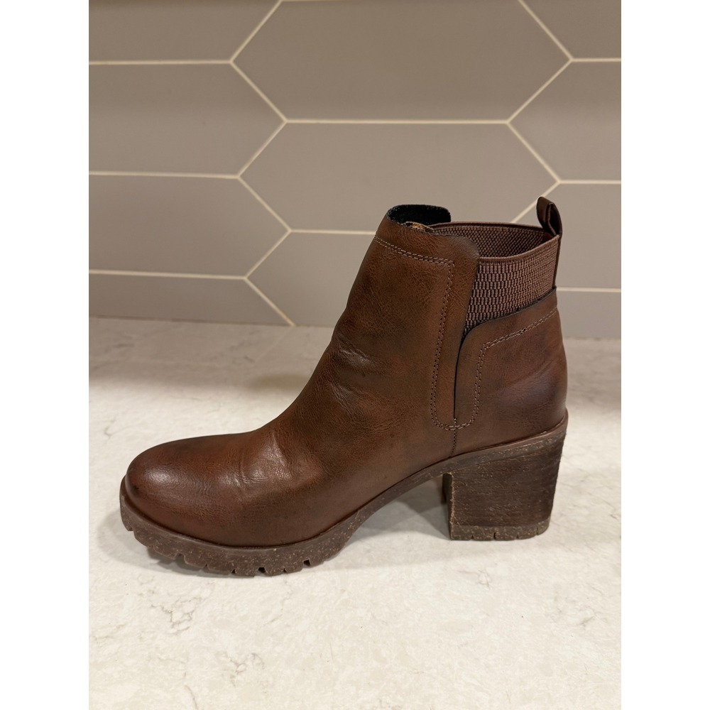 Korks Elsie Ankle Chunky Heel Bootie Dark Brown KR0009506 Size 8